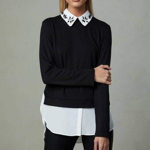 Rebecca Taylor Tops - Rebecca Taylor Embellished Bejeweled Collar Blouse